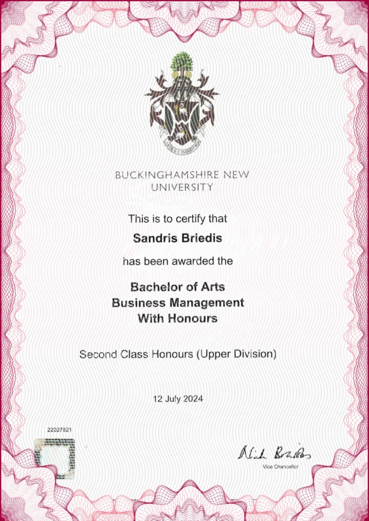 Sandris Briedis bachelor of arts